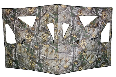 #ad Real Tree Portable Turkey Hunting Blind 2 Sided Dual Hub Panel Stake Out Deer $39.00