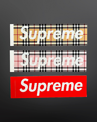 #ad SUPREME BURBERRY BOX LOGO STICKER SET OF 3 BEIGE amp; PINK amp; RED SS22 2022 pack $17.50