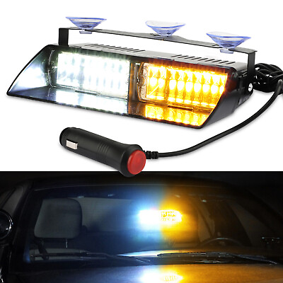 #ad Amber White 16 LED Strobe Light Bar for Trucks Dash Flashing Warning Hazard Lamp $19.98