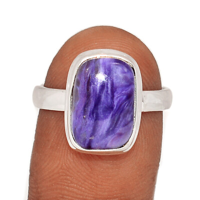 #ad Natural Siberian Charoite 925 Sterling Silver Ring Jewelry s.8 CR27591 $16.99