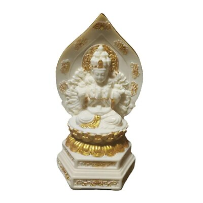 #ad Tracing Gold Qian Shou Guanyin Figure Buddha Small Statue Resin Art Sculpture $57.95