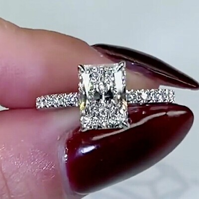 #ad 2.58 TCW Radiant Cut Moissanite Women#x27;s Engagement Ring 14k White Gold Plated $144.42