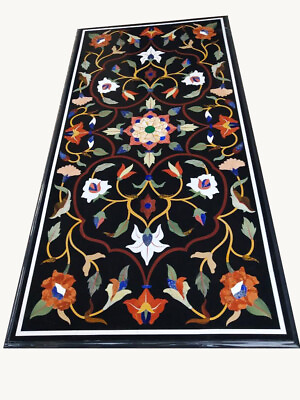 #ad 48quot; x 24quot; Marble Coffee Table Top Pietra Dura Inlay Handmade Work Home Decor $1788.99