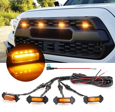 #ad 4x Raptor Style LED Amber Grille Lights Kit For Toyota Tacoma TRD Pro 2016 2023 $14.99