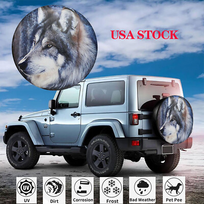 #ad Wolf Spare Tire Cover 16” Car Wheel Protector For SUV Jeep RAV4 PVC Waterproof $19.89