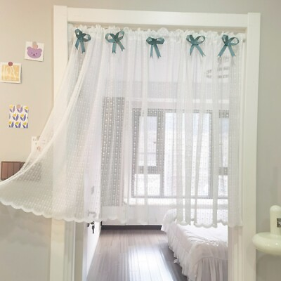 #ad 1PC Lace Short Curtain Bowknot Divider Drape Living Room Cottagecore Decoration AU $16.16