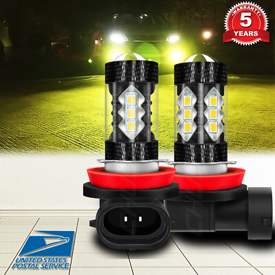 2 Pcs H9 H11 Golden Yellow LED Driving Fog Light Bulbs High Power DRL Light 3030 $10.98