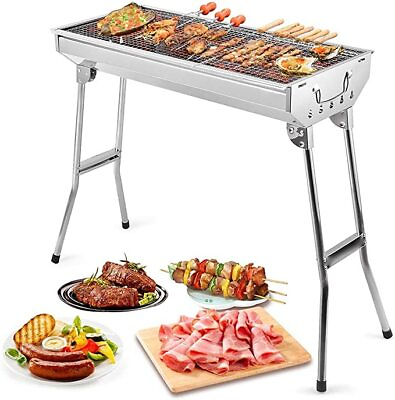#ad BBQ Barbecue Grill Folding Portable Charcoal Stove Camping Yard Outdoor $36.65