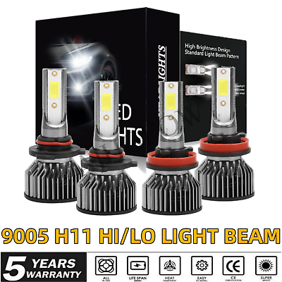 #ad 9005H11 LED White Headlight Combo 4 Hiamp;Lo Beam For GMC Sierra 2500 HD 2007 2015 $39.99