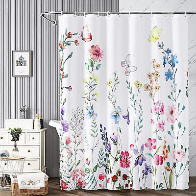 #ad 72quot;X72quot; Floral Shower Curtain Waterproof Polyester Shower Curtains for Bathroom $28.72