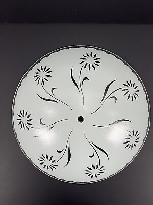 #ad Vtg 13quot; Round White Glass Ceiling Light Fixture Shade Diffuser Floral Textured $29.96