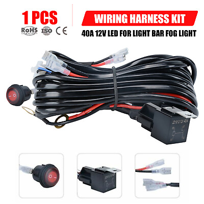 Universal LED Light Bar Fog Light Wiring Harness Kit 40A 12V Switch Relay Fuse $10.12