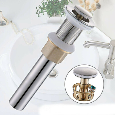 #ad 1 1 2quot; Bathroom Pop Up Drain with Overflow Brass Brushed Nickel for Sink Support $9.89