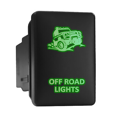 #ad OFF ROAD LIGHTS Green Backlit Push In Switch 1.28quot;x 0.87quot; Fit: Toyota $10.95