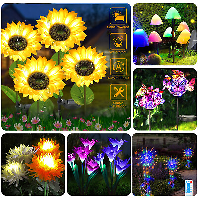 Outdoor Solar Flower Light LED Waterproof Garden Yard Landscape Stake Decor Lamp $12.98