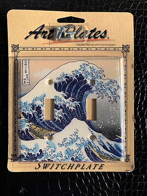 #ad Art Plates Metal Light Switch Plate Cover Double Ocean Wave Blue White USA NEW $14.86