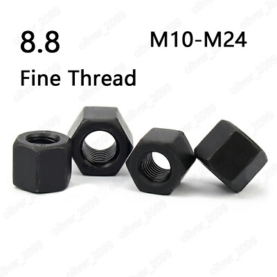 #ad Fine Thread Black 8.8 Steel Hexagon Thick Nuts M10 M12 M14 M16 M18 M20 M22 M24 $31.96