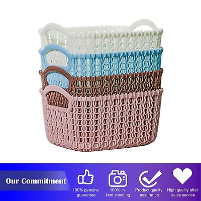 #ad #ad 4 Pcs Weave Basket Storage Organizer Bins Portable Stackable Weave Storage Boxes $11.99