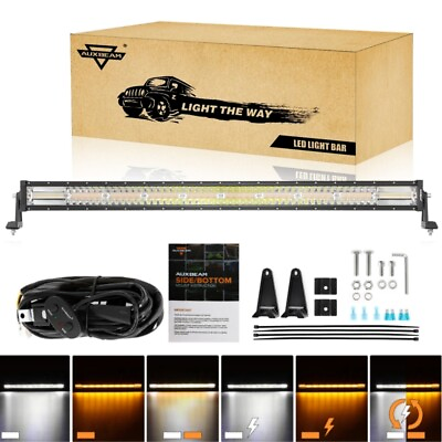 #ad #ad Auxbeam 42In Straight LED Light Bar Amber White Strobe Lights 6 Modes Driving $142.98