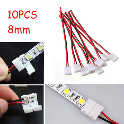10X LED STRIP LIGHT CONNECTOR SMD 5050 5630 SINGLE 2 WIRE 8MM PCB BOARD ADAPTER $6.87