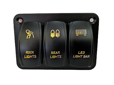 #ad 3 Gang YELLOW Laser Etched Rocker Switch Panel 12 24V Wiring Included You Pick 3 $13.99
