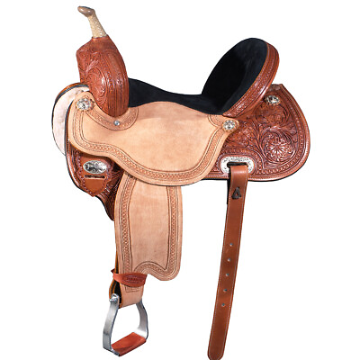 #ad 56HS 15 In Hilason Western Horse Barrel Racing Trail American Leather Saddle $444.95