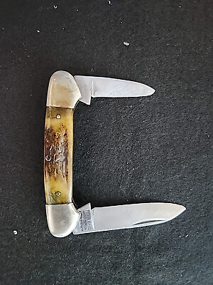 #ad Parker Cutlery Company Surgical Steel Japan Real Stag Handle 2 Blade Canoe. B10 $50.00