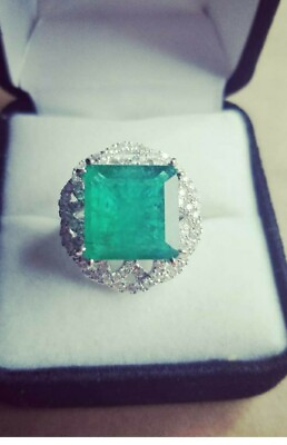 #ad 11ct Natural Colombian Emerald and Diamond Ring. With Emerald Report. $12000.00
