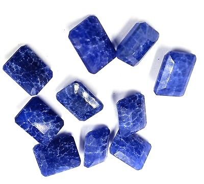 #ad Big Sale 100 Ct Natural Blue Sapphire Emerald Cut Lot Certified Gemstone AKS $10.45