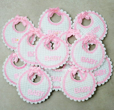 #ad 12 Baby Shower Pink Mini Bibs Girl Favors Decoration Recuerdos Babero Rosa Nina $9.99