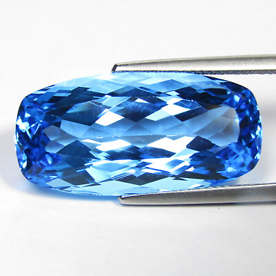 #ad 27.58Cts Shimmering Natural Swizz Blue Topaz Long Cushion Shape Collection Gem $229.99