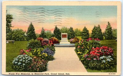 #ad Postcard World War Memorial in Memorial Park Grand Island Nebraska $3.46