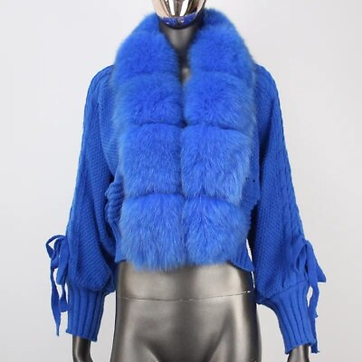 #ad 2023 New Fashion Winter Women Casual Real Fur Collar Short Jacket Outerwear Coat $109.29