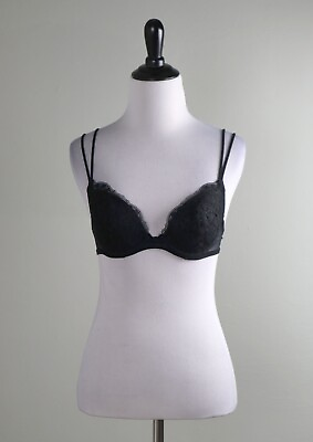 #ad LA PERLA $270 2 Piece Black Lace Mesh Strap Underwire Bra Set Size US 34 $69.99