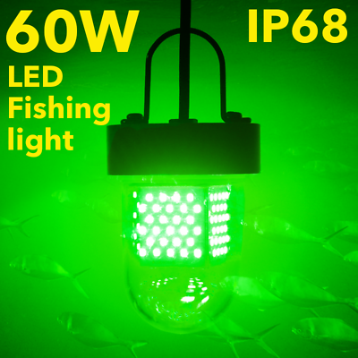 #ad IP68 60W LED fishing lure light fishing lamp underwater fishing light squid lamp $88.00