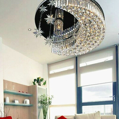 #ad K9 Crystal Ceiling Light Moon Star LED Chandelier Balls Pendant Lamp Lighting $99.00