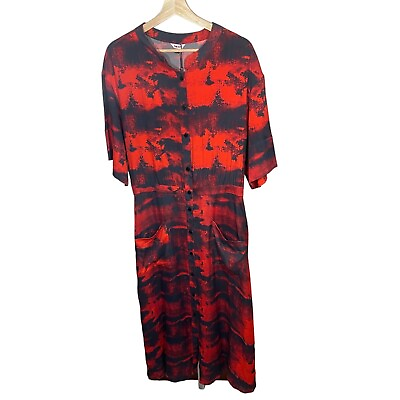 #ad The Kit Cobie Shirtdress Maxi Button Down Up Crimson Ink Size 14 NWT $89.97