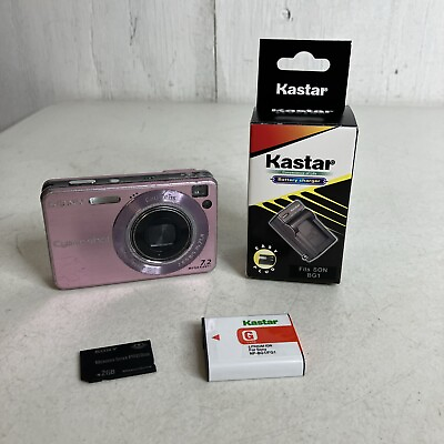 #ad Sony Cyber Shot DSC W120 7.2MP Digital Camera Pink Pro Duo New Battery amp; Charger $120.00
