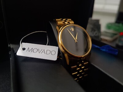 #ad Stunning Movado Museum Classic Quartz Gold Tone PVD Stainless Steel Men#x27;s Watch $449.00