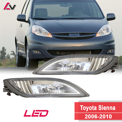 For 2006 2010 Toyota Sienna LED Pair Fog Lights Driving Front Bumper Lamps Kits $66.99