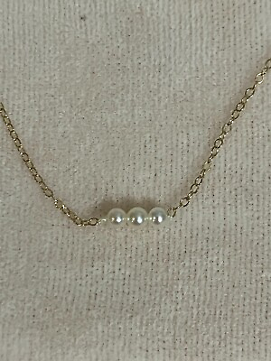 #ad 14kt gold anniversary necklace with genuine natural pearls $127.50