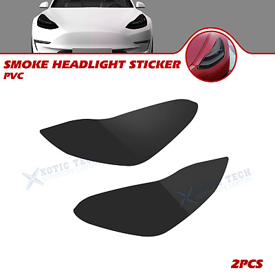 #ad Smoke Black Pre cut PVC Sporty Headlamp Wrap Tint Film For Tesla Model 3 17 22 $18.97