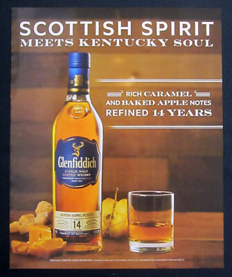#ad Glenfiddich Scotch Whiskey print ad 2019 bottle glass apple $7.99