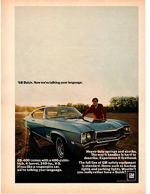 #ad 1968 Buick GS 400 340 HP V 8 quot;Now We#x27;re Talking Your Language.quot; GM Car Print Ad $6.97