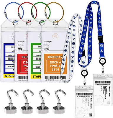#ad Cruise Luggage Tags Essentials 4 Sets with Zip Seal and Steel Loops 2 Cruise L $31.21