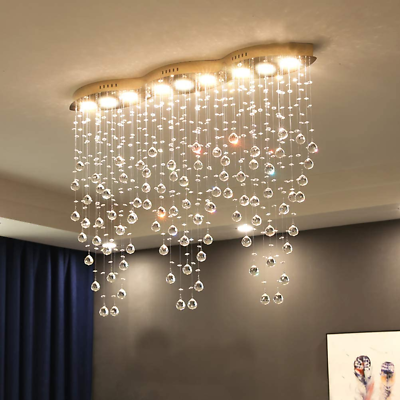 #ad Apbeamlighting Modern Crystal Raindrop Chandelier Flush Mount Chandelier Crystal $472.46