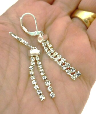#ad Chain Earrings Bling Earrings Tassel Earrings with Sterling Silver $19.00