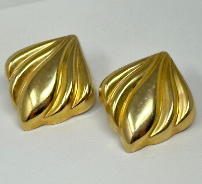#ad GORGEOUS Vintage Hollow Goldtone Art Deco Style Post Earrings $14.00