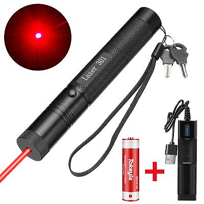 #ad Recahrgeable High Power 650nm Red Laser Pointer Pen Visible Beam Light Astronomy $10.49