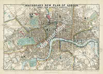 #ad Whitbread#x27;s New Plan Of London historical map Victorian guide 1858 art poster GBP 18.90
